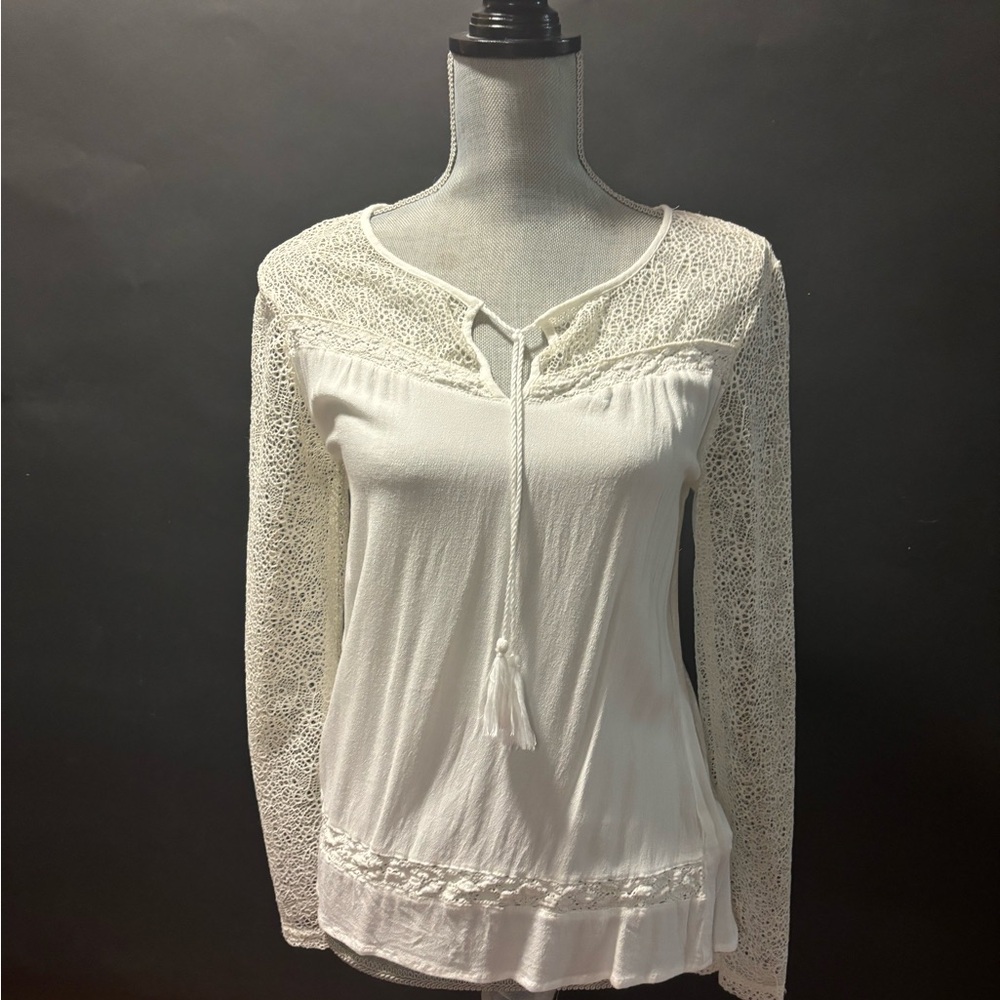 Garage White Lace Detail Blouse